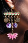 Aditi Bhatt_Pink Lotus Love Dangler Earrings _Online_at_Aza_Fashions