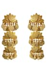 Aditi Bhatt_Gold Plated Lotus Dangler Earrings _Online_at_Aza_Fashions