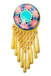 Buy_Aditi Bhatt_Blue Lotus Fringe Dangler Earrings _Online_at_Aza_Fashions