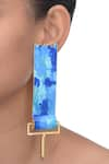 Shop_Aditi Bhatt_Blue Paint Roller Earrings _at_Aza_Fashions