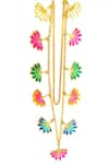 Buy_Aditi Bhatt_Multi Color Lotus Charm Layered Necklace _at_Aza_Fashions