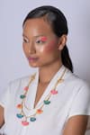 Aditi Bhatt_Multi Color Lotus Charm Layered Necklace _Online_at_Aza_Fashions