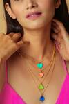 Shop_Aditi Bhatt_Multi Color Game Of Cards Necklace Set_at_Aza_Fashions