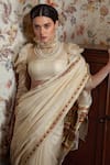 Shimai Jayachandra_Cream Silk Cotton Mughal Garden Embroidered Saree_Online_at_Aza_Fashions