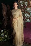 Buy_Shimai Jayachandra_Beige Silk Organza Embroidery Pearl Jaisalmer Saree _at_Aza_Fashions