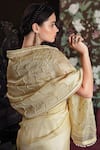 Shop_Shimai Jayachandra_Beige Silk Organza Embroidery Pearl Jaisalmer Saree _at_Aza_Fashions