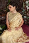 Shimai Jayachandra_Beige Silk Organza Embroidery Pearl Jaisalmer Saree _Online_at_Aza_Fashions