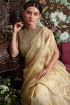 Buy_Shimai Jayachandra_Beige Silk Organza Embroidery Pearl Jaisalmer Saree _Online_at_Aza_Fashions
