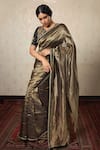 Buy_Shimai Jayachandra_Black Chanderi Silk Tissue Stripe Pattern Saree _at_Aza_Fashions