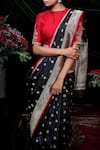 Buy_Shimai Jayachandra_Black Banarasi Silk Woven Floral Saree  _at_Aza_Fashions