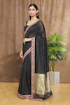 Shimai Jayachandra_Black Banarasi Silk Embroidery Sequin Starry Night Saree  _Online_at_Aza_Fashions