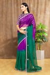 Shimai Jayachandra_Purple Silk Organza Embroidery Leaf Ombre Sky Saree  _Online_at_Aza_Fashions