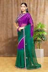 Buy_Shimai Jayachandra_Purple Silk Organza Embroidery Leaf Ombre Sky Saree  _Online_at_Aza_Fashions