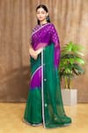 Shop_Shimai Jayachandra_Purple Silk Organza Embroidery Leaf Ombre Sky Saree  _Online_at_Aza_Fashions