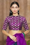 Buy_Shimai Jayachandra_Purple Silk Embroidery Crescent Moon Round Cosmic Star Blouse _at_Aza_Fashions