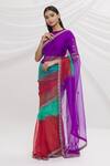 Shimai Jayachandra_Red Silk Organza Embroidery Floral Colors Of Love Ombre Saree  _Online_at_Aza_Fashions