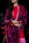 Shimai Jayachandra_Purple Silk Organza Embroidery Floral Twilight Lily Dupatta  _Online_at_Aza_Fashions