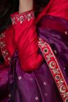 Buy_Shimai Jayachandra_Purple Silk Organza Embroidery Floral Twilight Lily Dupatta  _Online_at_Aza_Fashions