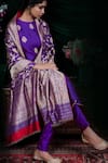 Buy_Shimai Jayachandra_Purple Silk Embroidery Marigold Round Kurta And Pant Set  _at_Aza_Fashions