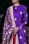 Shop_Shimai Jayachandra_Purple Silk Embroidery Marigold Round Kurta And Pant Set  _at_Aza_Fashions