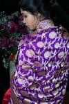 Shop_Shimai Jayachandra_Purple Banarasi Silk Floral, Marigold Woven Dupatta _at_Aza_Fashions