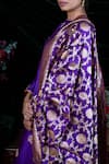 Shimai Jayachandra_Purple Banarasi Silk Floral, Marigold Woven Dupatta _Online_at_Aza_Fashions