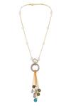 Buy_Joules by Radhika_Gold Plated Agate Stones Chain Tassel Necklace_at_Aza_Fashions