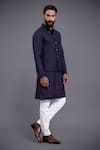 Buy_Raghavendra Rathore Jodhpur_Blue Waistcoat And Kurta - Silk Embroidery Linear Set _at_Aza_Fashions