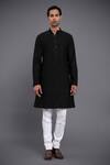 Buy_Raghavendra Rathore Jodhpur_Black Silk Embroidery Paisley Kurta _Online_at_Aza_Fashions