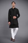 Buy_Raghavendra Rathore Jodhpur_Black Waistcoat And Kurta - Silk Embroidery Thread And Set _at_Aza_Fashions