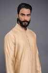 Raghavendra Rathore Jodhpur_Gold Silk Embroidery Floral Aligarhi Kurta _Online_at_Aza_Fashions