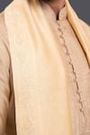 Buy_Raghavendra Rathore Jodhpur_Gold Kurta - Silk Embroidery Floral Aligarhi With Stole _Online_at_Aza_Fashions