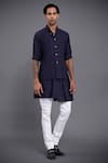 Buy_Raghavendra Rathore Jodhpur_Blue Waistcoat Embroidery Thread And Kurta Set _at_Aza_Fashions