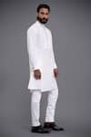 Raghavendra Rathore Jodhpur_White Cotton Linen Embroidery Kurta _Online_at_Aza_Fashions