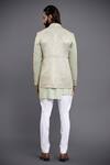 Shop_Raghavendra Rathore Jodhpur_Green Linen Silk Embroidery Paisley Bandhgala _at_Aza_Fashions