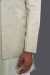 Shop_Raghavendra Rathore Jodhpur_Green Linen Silk Embroidery Paisley Bandhgala _Online_at_Aza_Fashions