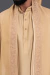 Raghavendra Rathore Jodhpur_Gold Inner Kurta Textured Pattern Front Open Achkan With _at_Aza_Fashions