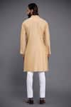 Shop_Raghavendra Rathore Jodhpur_Gold Silk Plain Pintuck Kurta _at_Aza_Fashions