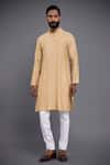 Buy_Raghavendra Rathore Jodhpur_Gold Silk Plain Pintuck Kurta _Online_at_Aza_Fashions