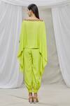 Shop_Ankur J_Green Lurex Crepe Embroidery Sequins Boat Neck Kaftan And Joggers Set _at_Aza_Fashions