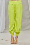 Shop_Ankur J_Green Lurex Crepe Embroidery Sequins Boat Neck Kaftan And Joggers Set _Online_at_Aza_Fashions