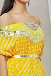 Ankur J_Yellow Cotton Silk Isdus Embroidered Cape And Lehenga Set_at_Aza_Fashions