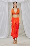 Buy_Ankur J_Red Bustier And Shrugcotton Silk Skirt Modal Asymmetric Shrug & Set _Online_at_Aza_Fashions