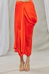 Shop_Ankur J_Red Bustier And Shrugcotton Silk Skirt Modal Asymmetric Shrug & Set _Online_at_Aza_Fashions