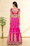 Shop_Rohini Bedi_Pink Embroidered Hand Zardozi Leaf Neck Lehenga Set _at_Aza_Fashions
