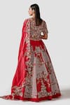 Shop_Swati Narula_Red Lehenga And Blouse Raw Silk Hand Embroidered Gul Bridal Set  _at_Aza_Fashions