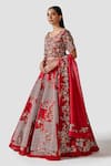 Swati Narula_Red Lehenga And Blouse Raw Silk Hand Embroidered Gul Bridal Set  _Online_at_Aza_Fashions