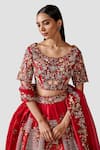 Buy_Swati Narula_Red Lehenga And Blouse Raw Silk Hand Embroidered Gul Bridal Set  _Online_at_Aza_Fashions