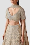 Shop_Swati Narula_Gold Dupatta Net, Lehenga And Blouse Tissue Mirror Heer Embroidered Bridal Set _Online_at_Aza_Fashions