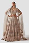 Buy_Swati Narula_Beige Dupatta Net, Lehenga And Blouse Gulzar Hand Embroidered Bridal Set _at_Aza_Fashions